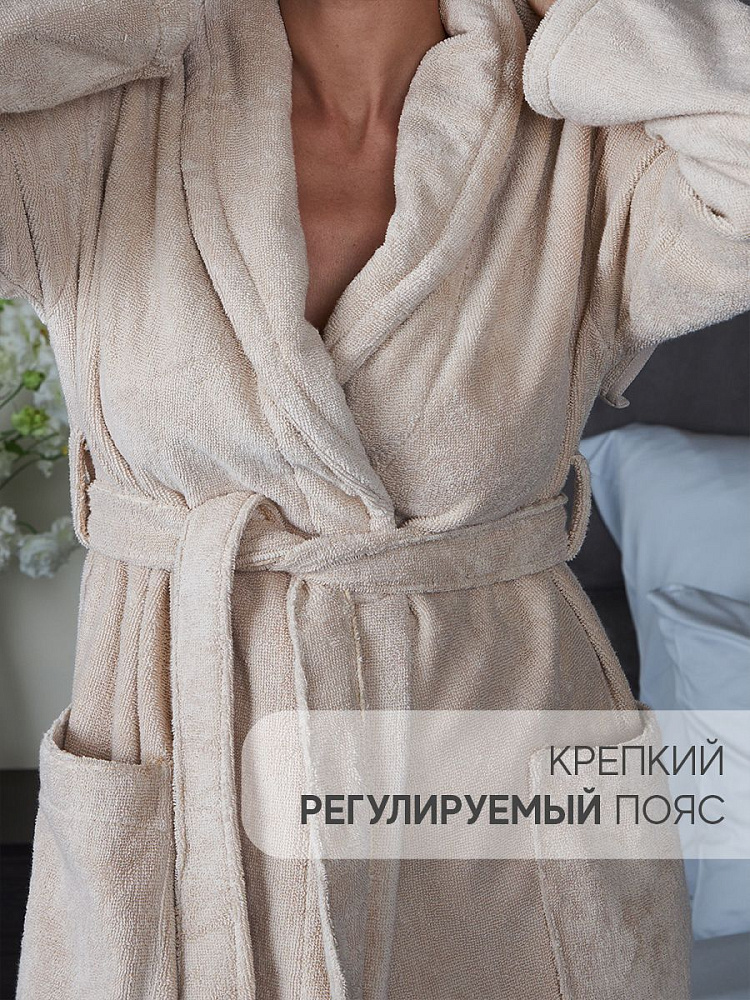 Халат махровый женский бежевый