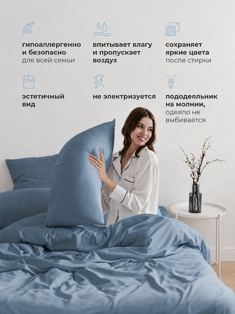 Комплект постельного белья сатин-гладь ночная синь